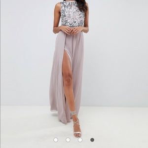 ASOS DESIGN Tall crop top embellished maxi dress